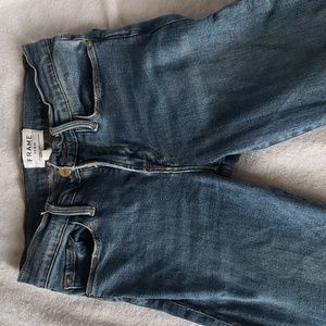 FRAME Le Skinny Jeans Size 25 Cristallo Denim Fringe Tulip Hem Frayed